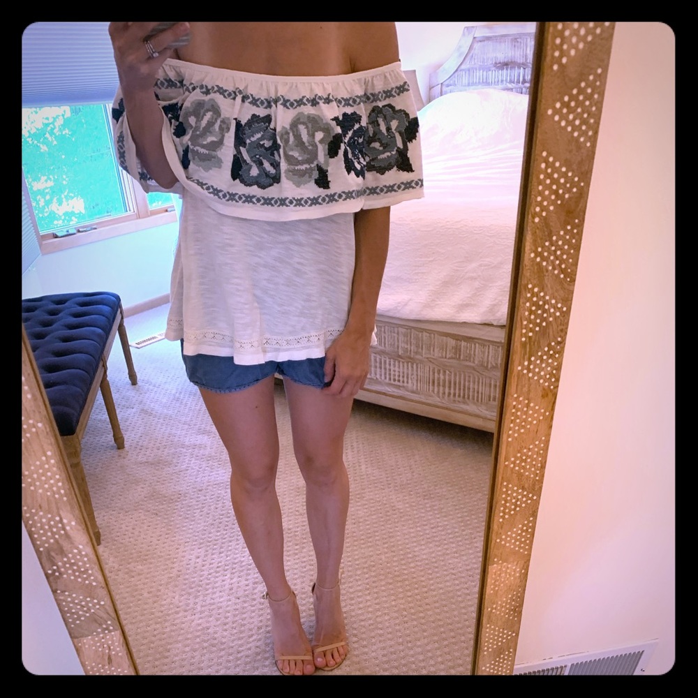 Free People floral off the shoulder top